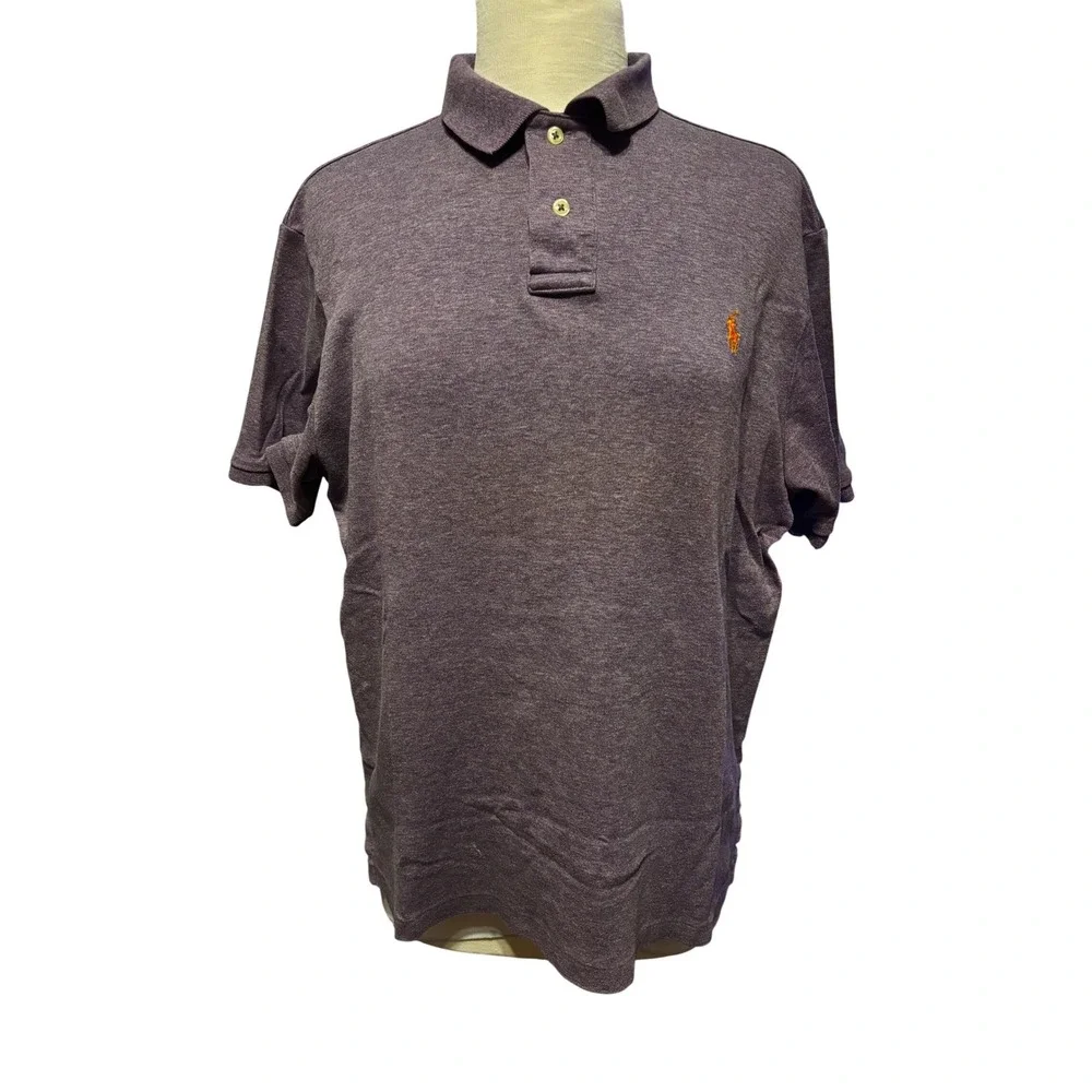 Ralph Lauren Polo Custom Fit Heathered Purple Short Sleeve Polo Shirt Men's L